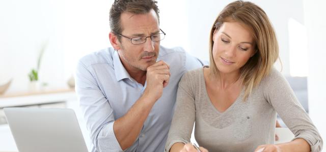 Couple looking at finances